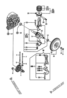  Двигатель Yanmar EP27/3100SDB, узел -  Коленвал, поршень и распредвал 