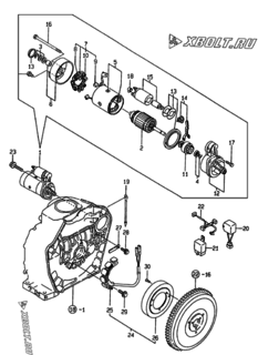  Двигатель Yanmar EP17/2000SDB, узел -  Стартер и генератор 