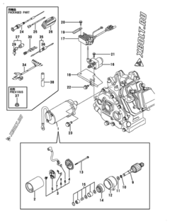  Двигатель Yanmar GA210S(E)HPS, узел -  Стартер 