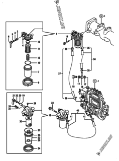  Двигатель Yanmar 3TNE84-GB2C, узел -  Топливопровод 