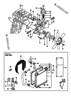  Двигатель Yanmar 4TNE84T-GB2B, узел -  Система водяного охлаждения 