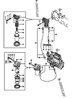  Двигатель Yanmar 4TNE84-GB2B, узел -  Топливопровод 