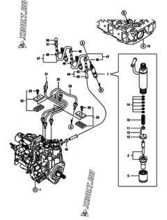  Двигатель Yanmar 3TNV88-GGB1B, узел -  Форсунка 