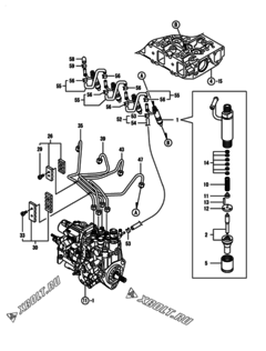  Двигатель Yanmar 4TNV88-GGB1B, узел -  Форсунка 