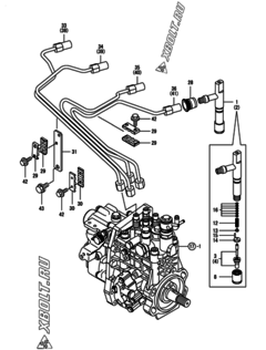  Двигатель Yanmar 4TNV106TGGB1, узел -  Форсунка 