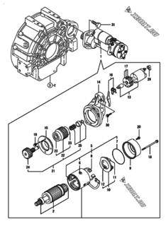  Двигатель Yanmar 4TNV106TGGB1, узел -  Стартер 