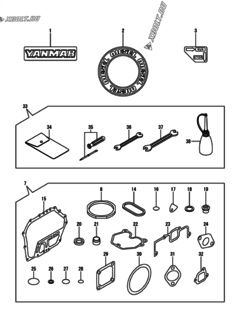  Двигатель Yanmar L70N6-GY, узел -  Инструменты, шильды и комплект прокладок 