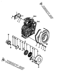  Двигатель Yanmar L100N6-GEY, узел -  Пусковое устройство 