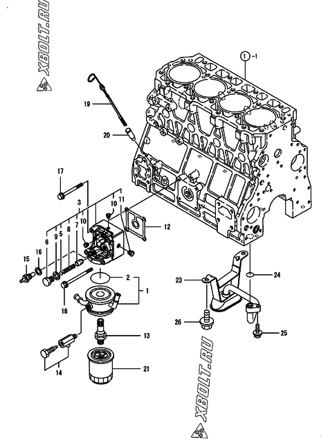 Система смазки двигателя Yanmar 4TNV106T-GGL6