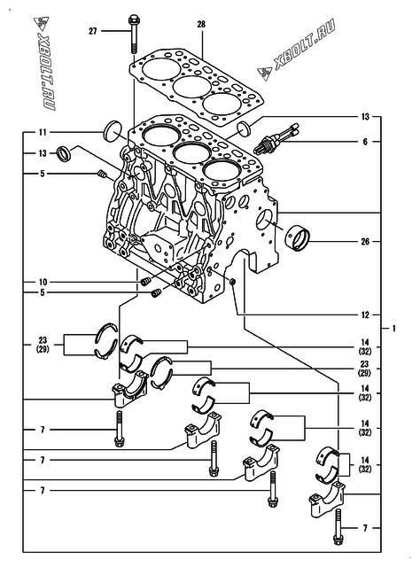  Блок цилиндров двигателя Yanmar 3TNE84-GH2