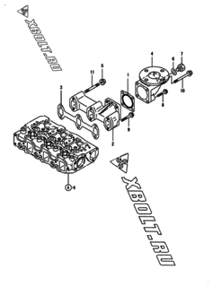  Двигатель Yanmar 3TNE84-GH2, узел -  Выпускной коллектор 
