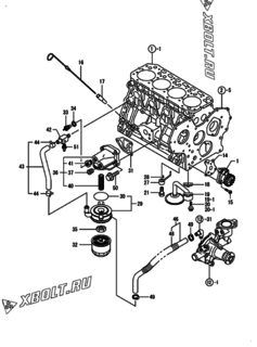  Двигатель Yanmar 4TNE84T-GH2, узел -  Система смазки 