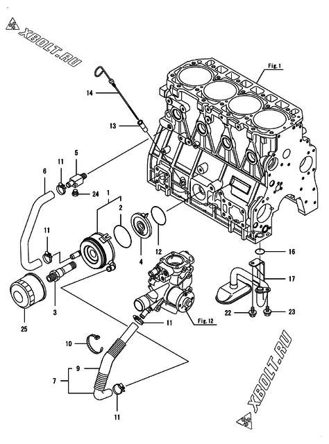  Система смазки двигателя Yanmar 4TNV98T-ZGHK