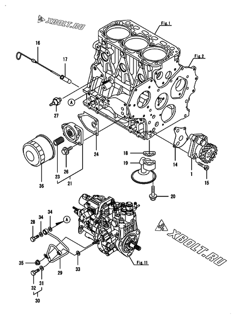  Система смазки двигателя Yanmar 3TNV88-BGHK