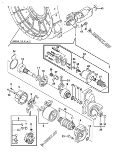  Двигатель Yanmar AY20L-EP, узел -  Стартер 