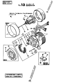  Двигатель Yanmar YGW140S, узел -  Генератор 