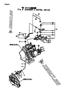  Двигатель Yanmar YSG2000-6, узел -  Регулятор оборотов и прибор управления 