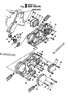  Двигатель Yanmar 6LYL-DTA, узел -  Корпус редуктора 