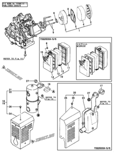  Двигатель Yanmar YSG3500A-5/6, узел -  Воздушный фильтр и глушитель 