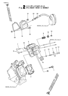  Двигатель Yanmar GA180DGY1, узел -  Головка блока цилиндров (ГБЦ) 