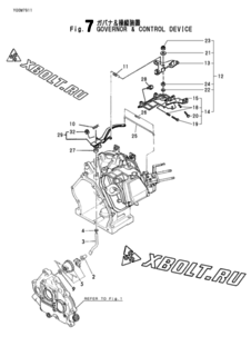  Двигатель Yanmar GA180DGY1, узел -  Регулятор оборотов и прибор управления 