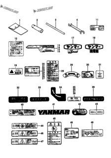  Двигатель Yanmar YSG2000SS51/61, узел -  ЯРЛЫКИ 