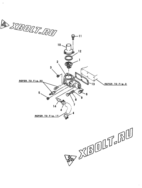 Термостат двигателя Yanmar 6B105T-GL  Термостат двигателя Yanmar 6B105T-GL