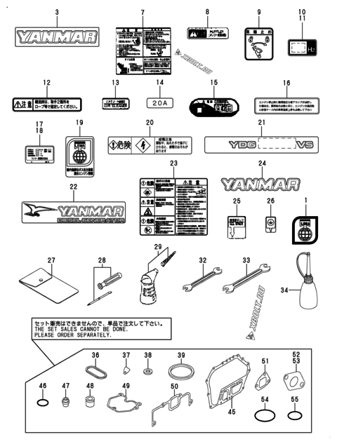  Инструменты, шильды и комплект прокладок двигателя Yanmar YDG500VS-5E