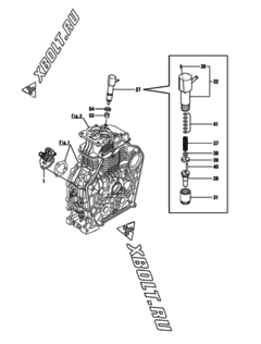 Двигатель Yanmar L100V5BR9R9HASS, узел -  Топливный насос высокого давления (ТНВД) и форсунка 
