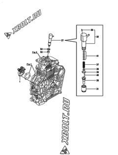  Двигатель Yanmar L100V5BR9R9HAST, узел -  Топливный насос высокого давления (ТНВД) и форсунка 