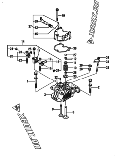  Двигатель Yanmar YDW190N-6EB, узел -  Головка блока цилиндров (ГБЦ) 