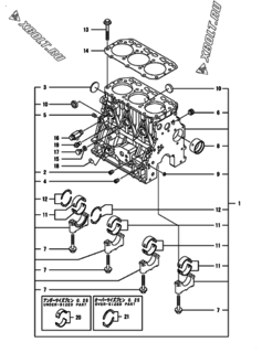  Двигатель Yanmar KNZP450H1N, узел -  Блок цилиндров 