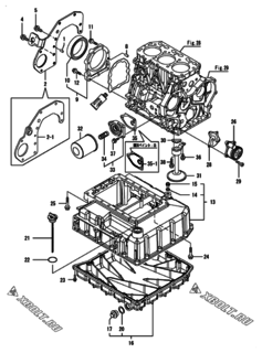  Двигатель Yanmar CNZP560H1N, узел -  Крепежный фланец и масляный картер 