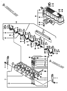  Двигатель Yanmar CP25VB3-TP, узел -  Головка блока цилиндров (ГБЦ) 