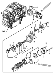  Двигатель Yanmar CP25VB3-TP, узел -  Стартер 