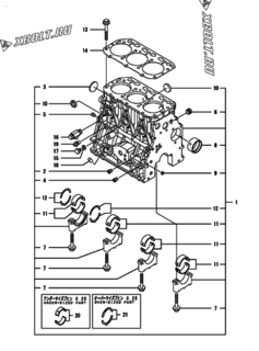  Двигатель Yanmar AFZP560H1J, узел -  Блок цилиндров 