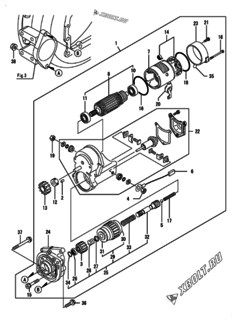 Двигатель Yanmar CP10WE1-TPB, узел -  Стартер 