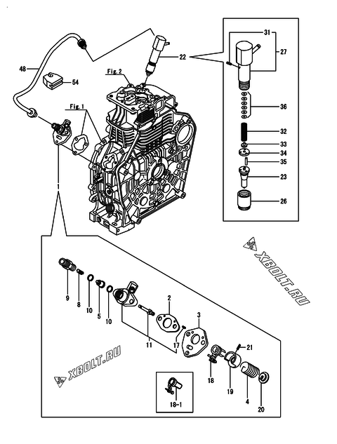  Топливный насос высокого давления (ТНВД) и форсунка двигателя Yanmar L100N5-GEY
