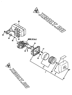  Двигатель Yanmar L70N5-GY, узел -  Воздушный фильтр и глушитель 