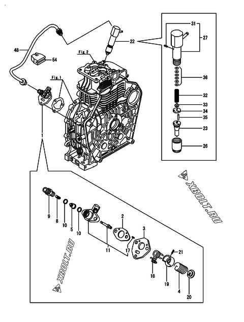  Топливный насос высокого давления (ТНВД) и форсунка двигателя Yanmar L100N6-GEYCS