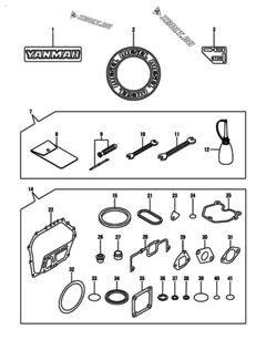  Двигатель Yanmar L100N6-GEYCS, узел -  Инструменты, шильды и комплект прокладок 