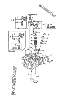  Двигатель Yanmar LP8E, узел -  Головка блока цилиндров (ГБЦ) 