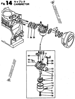 Двигатель Yanmar YSG1300BE, узел -  Карбюратор 