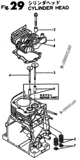  Двигатель Yanmar YSG2000BE, узел -  Головка блока цилиндров (ГБЦ) 