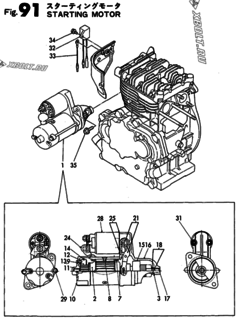  Двигатель Yanmar YSG3800BE, узел -  Стартер 
