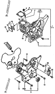 Двигатель Yanmar 3TNA72E-GB2, узел -  Корпус редуктора 