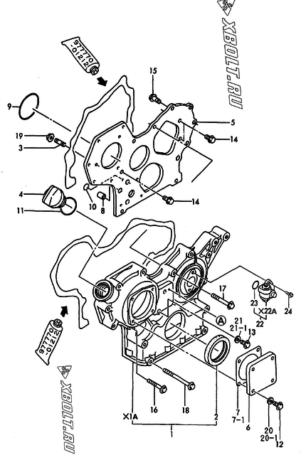  Корпус редуктора двигателя Yanmar 4TN84E-GB2