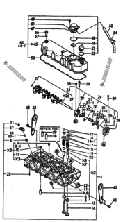  Двигатель Yanmar 4TN84E-GB2, узел -  Головка блока цилиндров (ГБЦ) 