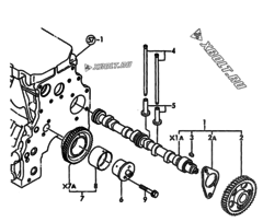  Двигатель Yanmar 4TN84E-GB2, узел -  Распредвал и приводная шестерня 