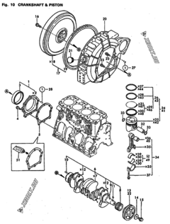  Двигатель Yanmar 4TN100TE-GB1, узел -  Коленвал и поршень 